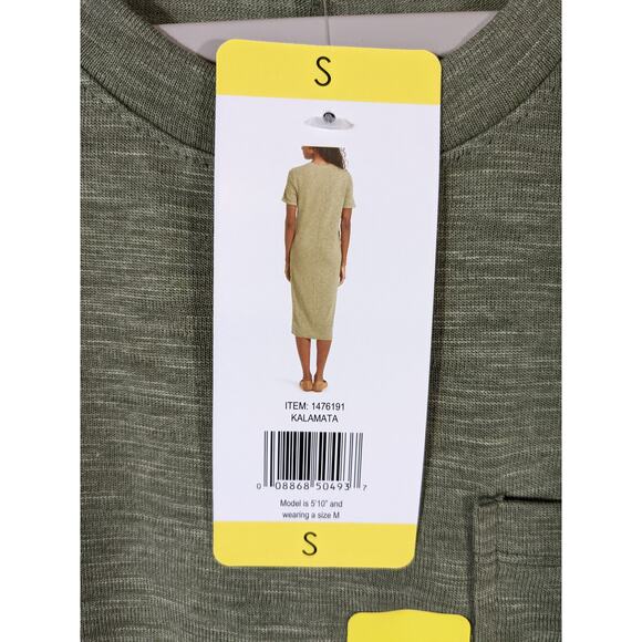TShirt Dress Short Sleeve Midi Jessica Simpson Green S Crew Pockets Casual Layer - Picture 6 of 12